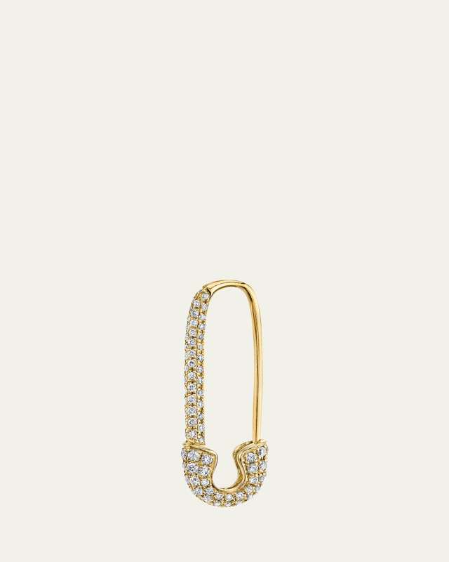 18k Yellow Gold Diamond Safety Pin Earring, Single, Left